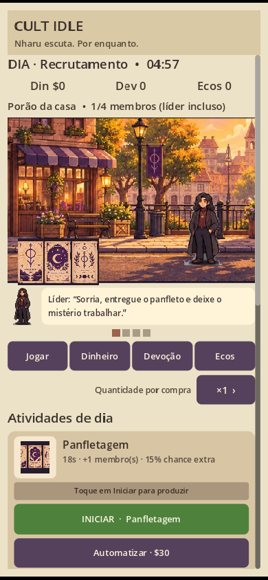 Atividade idle em Cult Idle