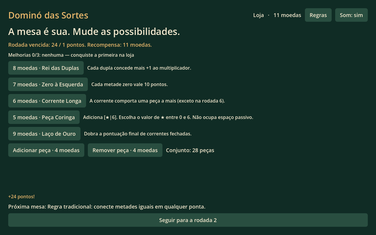 Loja de melhorias entre rodadas